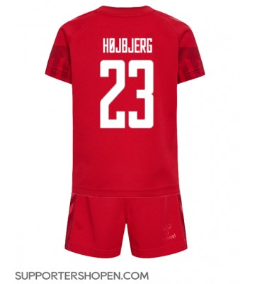 Danmark Pierre-Emile Hojbjerg #23 Hemmatröja Barn VM 2022 Kortärmad (+ korta byxor)